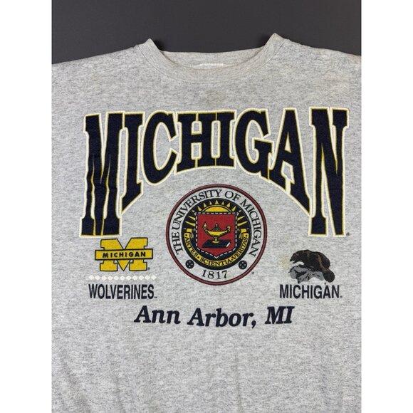 Rare Vintage 90s University Of Michigan Wolverines Ann Arbor Crewneck Sweater - Picture 3 of 15